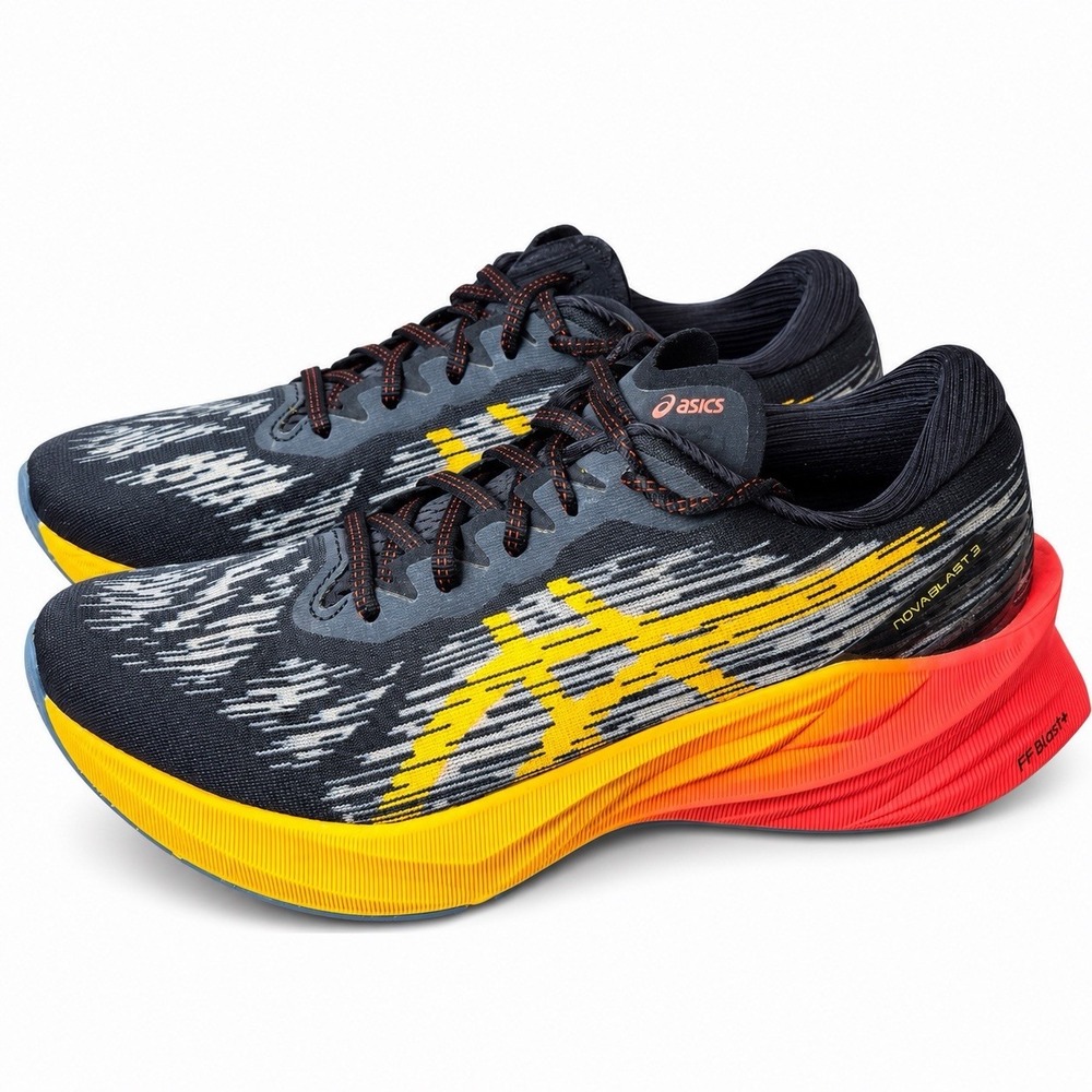 ASICS Novablast 3 Black Amber Orange 1011B458-001 Men's Size 10 Running Shoes